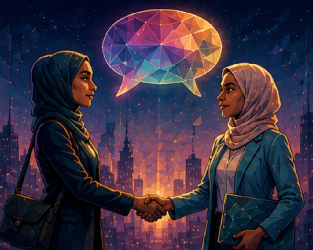 Two professionals connecting with support and mentorship